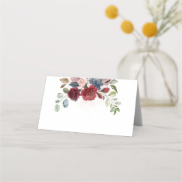Tarjeta De Asiento Elegante Boda Floral Burgundy Watercolor Foliage