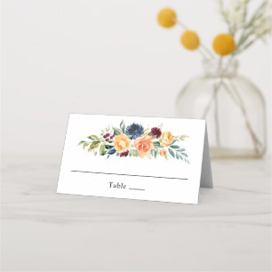 Tarjeta De Asiento Elegante boda floral de acuarela de otoño