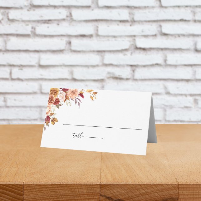 Tarjeta De Asiento Elegante Boda floral de acuarela de otoño (Elegant Autumn Watercolor Floral Wedding Party Supplies)