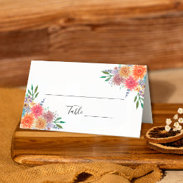 Tarjeta De Asiento Elegante Boda floral de acuarela rústica