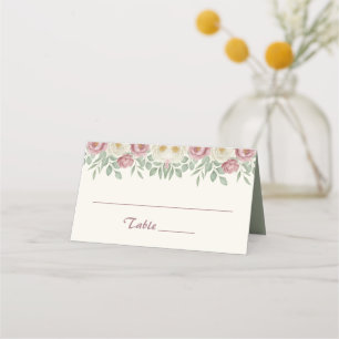 Tarjeta De Asiento Elegante Boda Floral de Peonía Rosa Polvorienta