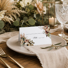 Tarjeta De Asiento Elegante Boda Floral Otoño Boho Acuarela