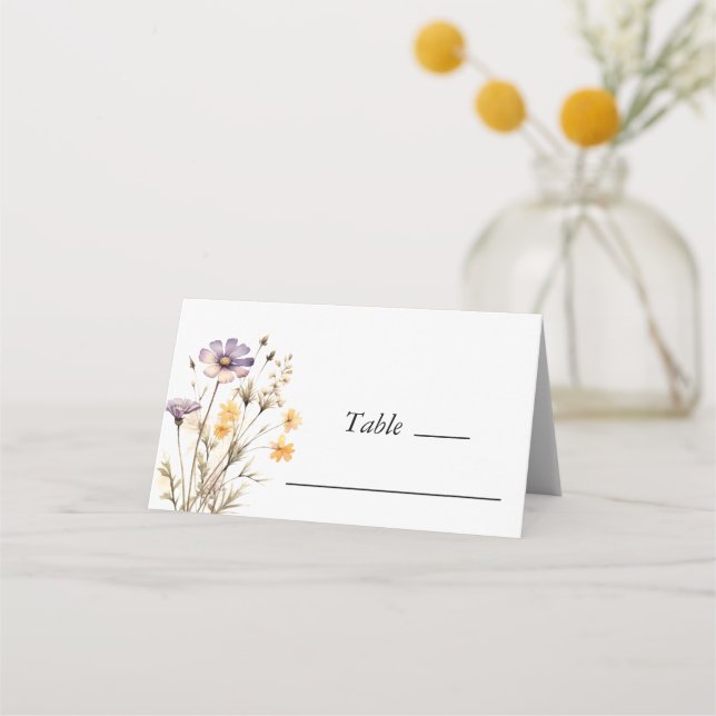 Tarjeta De Asiento Elegante Boda floral púrpura claro (Anverso)