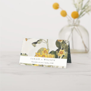 Tarjeta De Asiento Elegante Boda floral Rústico Amarillo Daffodil