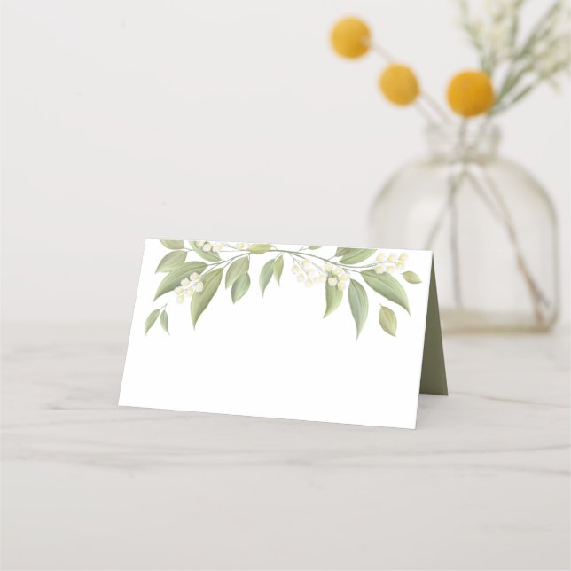 Tarjeta De Asiento Elegante Boda floral simple en blanco (Anverso)