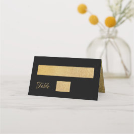 Tarjeta De Asiento Elegante Boda Geométrica Moderna en Dorado sobre N
