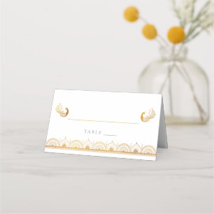 Tarjeta De Asiento Elegante Boda indio del patrón oro