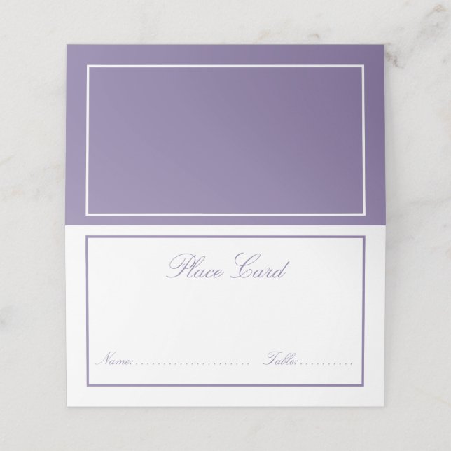 Tarjeta De Asiento Elegante Boda Lilac Lavender Classic Script (Exterior desplegado)
