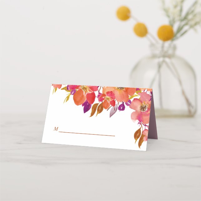 Tarjeta De Asiento Elegante Boda moderno Bouquet veraniego (Anverso)