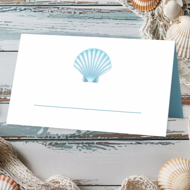 Tarjeta De Asiento Elegante Boda Nautical Blue Shell Beach (Subido por el creador)