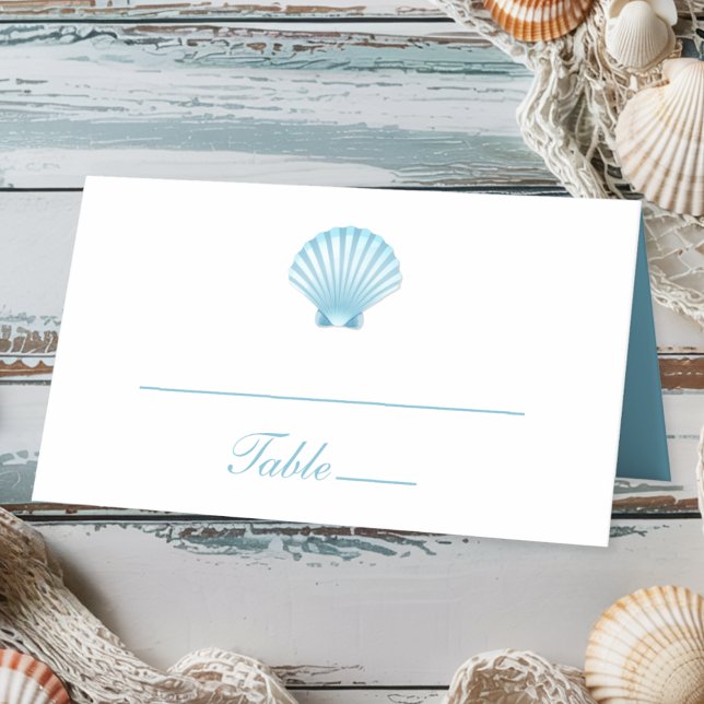 Tarjeta De Asiento Elegante Boda Náutico Náutico de Playa Azul (Subido por el creador)