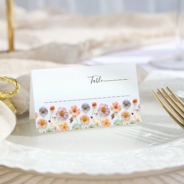 Tarjeta De Asiento Elegante Boda Pastel Pink Boho Wildflower (Subido por el creador)