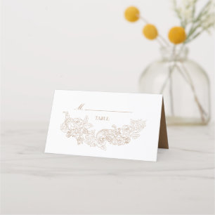 Tarjeta De Asiento Elegante Boda Rococo Brown