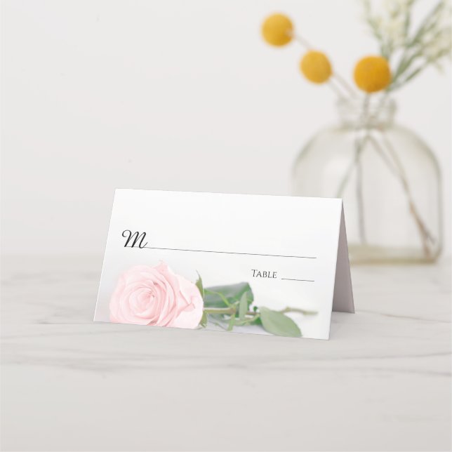 Tarjeta De Asiento Elegante Boda rosa rosa Rubor ligero (Anverso)