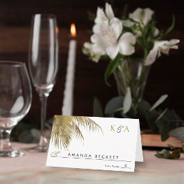 Tarjeta De Asiento Elegante Boda Tropical Palm Tree Beach