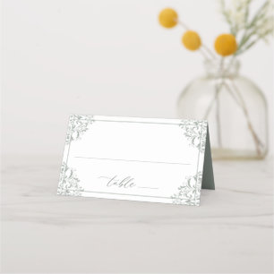 Tarjeta De Asiento Elegante Boda Verde Salvia Vintage Clásico