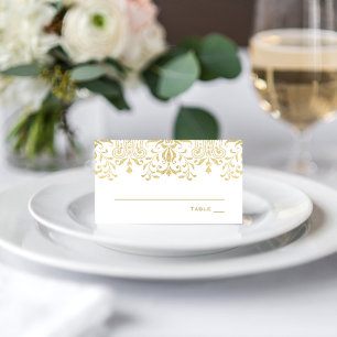 Tarjeta De Asiento Elegante Boda Vintage Glamour en Dorado