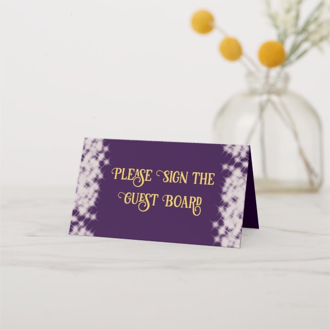 Tarjeta De Asiento Elegante Boho de oro morado Quinceañera Español (Reverso)