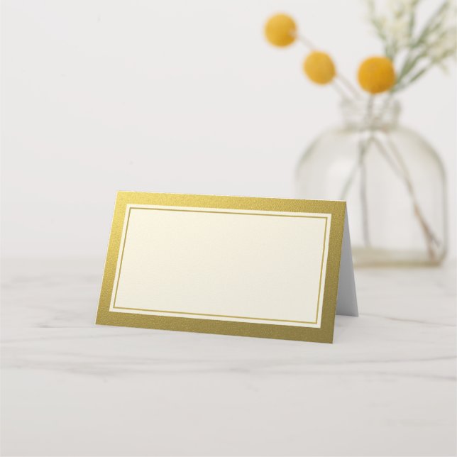 Tarjeta De Asiento Elegante borde Purpurina dorado en blanco (Anverso)
