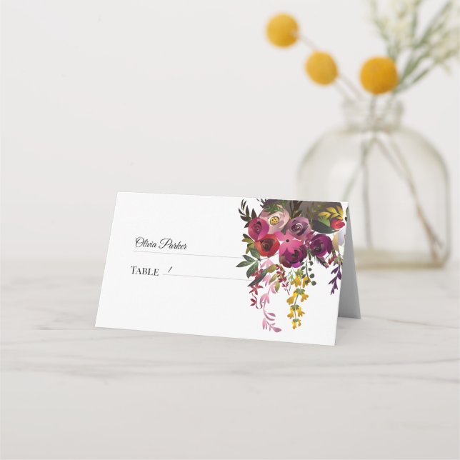 Tarjeta De Asiento Elegante Bouquet floral (Anverso)