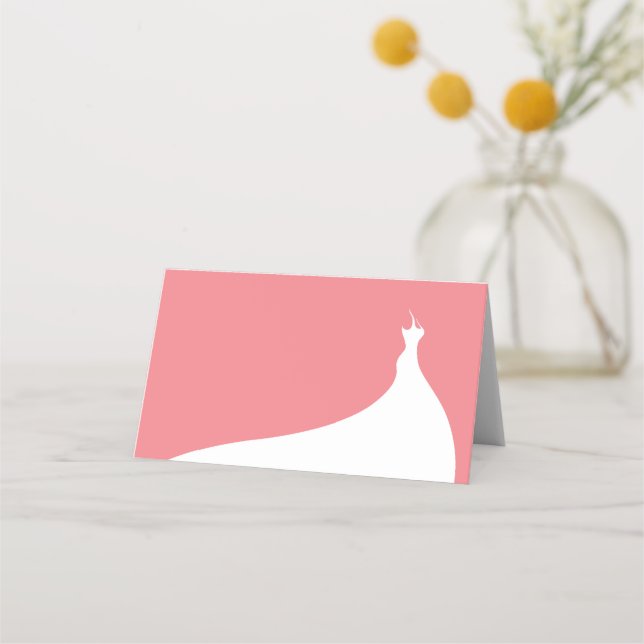 Tarjeta De Asiento Elegante Bridal Shower Place Card coral (Anverso)