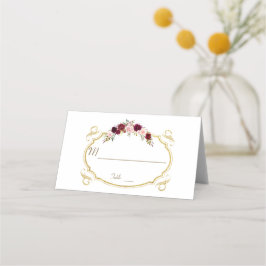 Tarjeta De Asiento Elegante Burgundy Marsala Floral Fall Table Number
