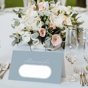 Tarjeta De Asiento Elegante caligrafía Boda azul turbio reservado