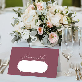 Tarjeta De Asiento Elegante caligrafía Boda Borgoña Reservado