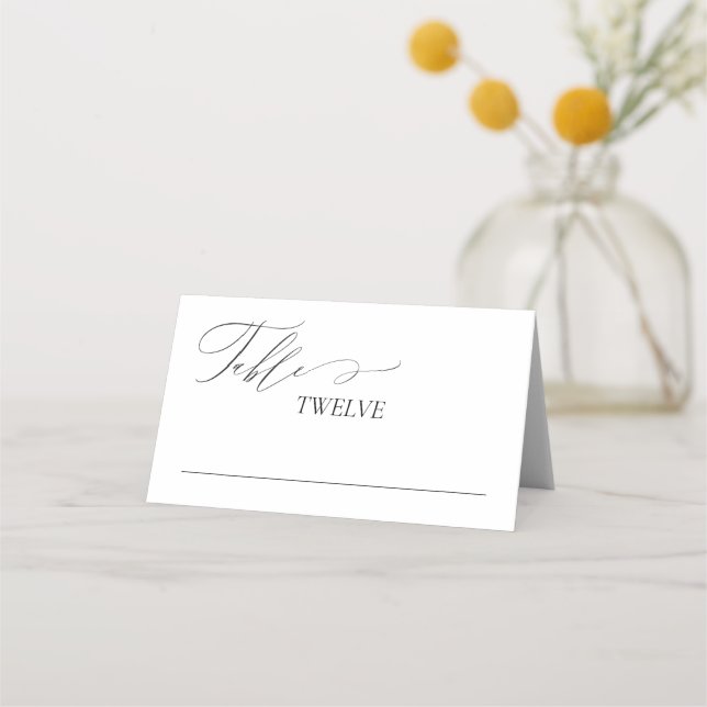 Tarjeta De Asiento Elegante caligrafía Boda Clásico Blanco y Negro (Anverso)