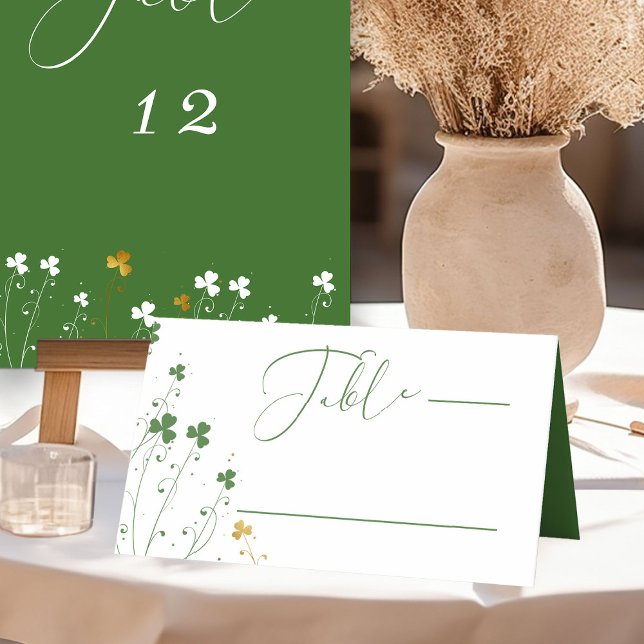 Tarjeta De Asiento Elegante caligrafía Boda de flor silvestre Shamroc (Wedding Reception Place Card from my Shamrock Wildflower Collection)