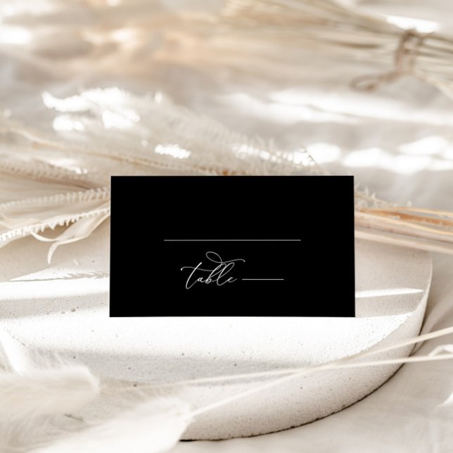 Tarjeta De Asiento Elegante caligrafía Boda negro número de tabla (Subido por el creador)