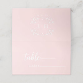 Tarjeta De Asiento Elegante caligrafía Monograma Boda rosa