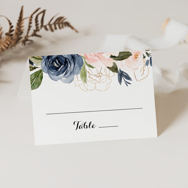 Tarjeta De Asiento Elegante carta simple de Boda floral de invierno (Subido por el creador)