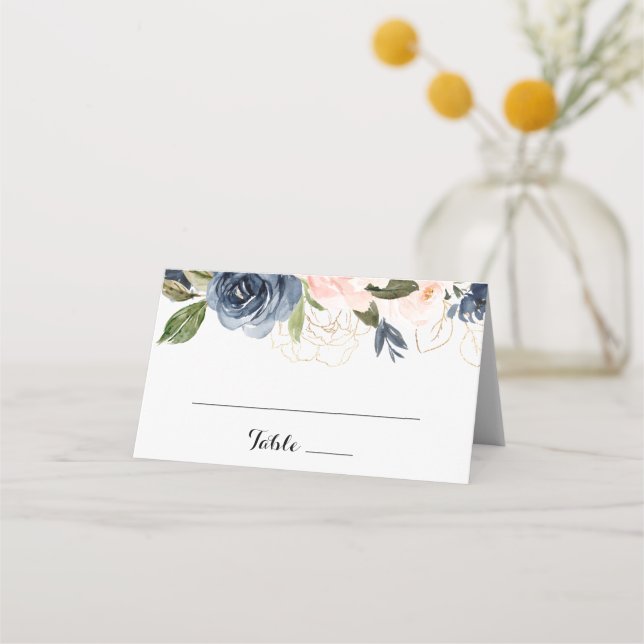 Tarjeta De Asiento Elegante carta simple de Boda floral de invierno (Anverso)