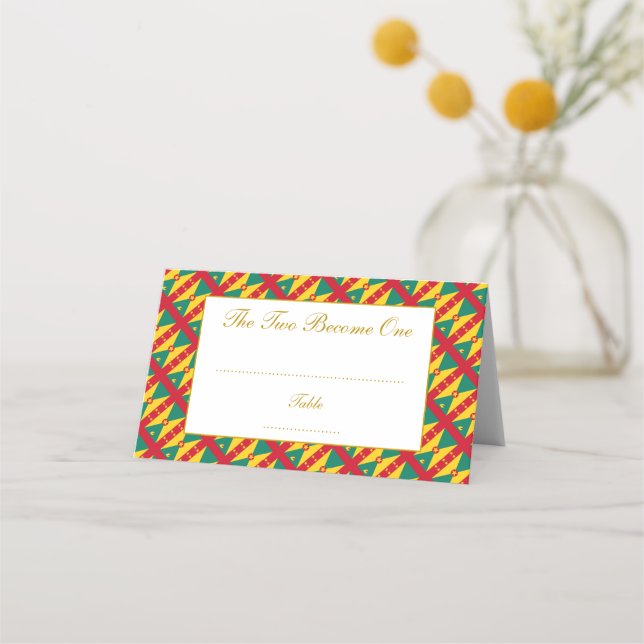 Tarjeta De Asiento Elegante celebración de Bodas de GRANADA CARRIACOU (Anverso)