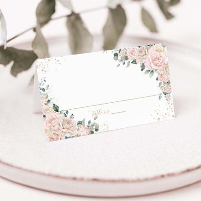 Tarjeta De Asiento Elegante Champagne Rubor Boda Floral (Subido por el creador)