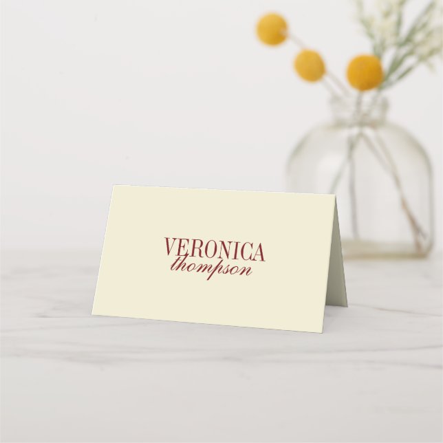 Tarjeta De Asiento Elegante Clásico Script Marfil Crema Boda Personal (Anverso)