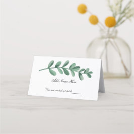 Tarjeta De Asiento Elegante Classic Watercolor Green Leaves Table