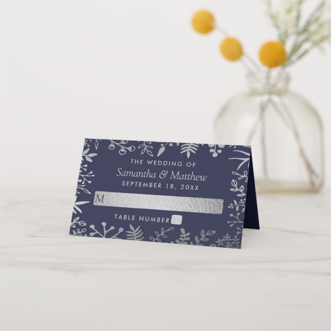 Tarjeta De Asiento Elegante colección de Bodas florales de la Marina  (Anverso)