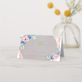 Tarjeta De Asiento Elegante color azul polvoriento color de agua rosa