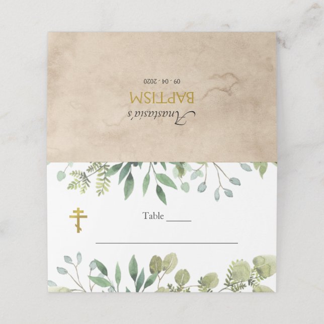 Tarjeta De Asiento Elegante deja bautismo cristiano ortodoxo (Exterior desplegado)