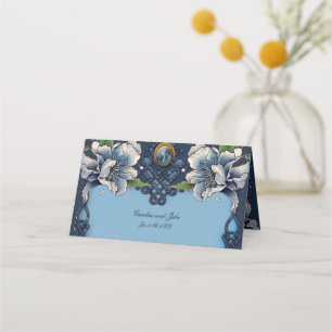 Tarjeta De Asiento Elegante diseño celta azul