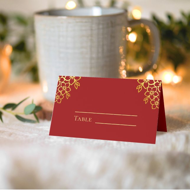 Tarjeta De Asiento Elegante doble felicidad boda chino rojo (Subido por el creador)