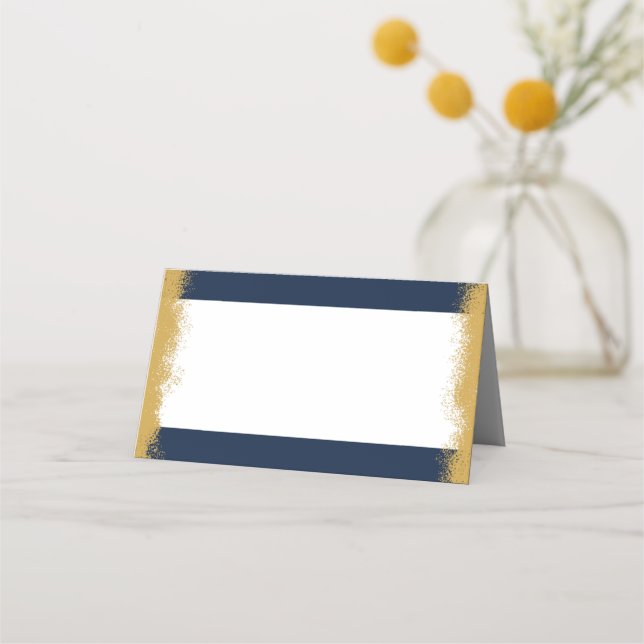 Tarjeta De Asiento Elegante dorado azul (Anverso)