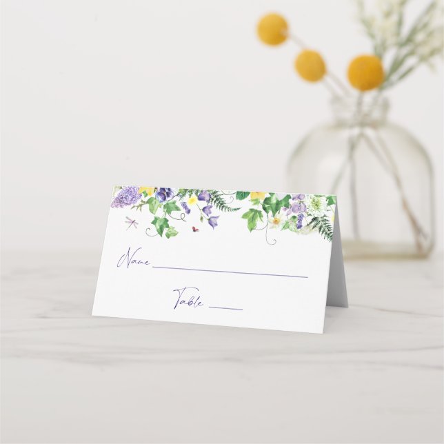 Tarjeta De Asiento Elegante ducha de flores silvestres (Anverso)