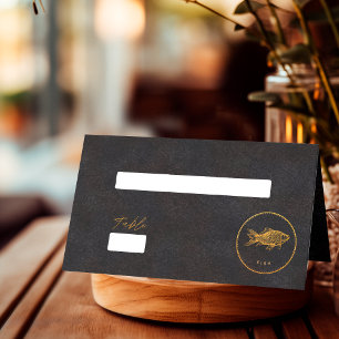 Tarjeta De Asiento Elegante elección de comida de boda de pescado neg