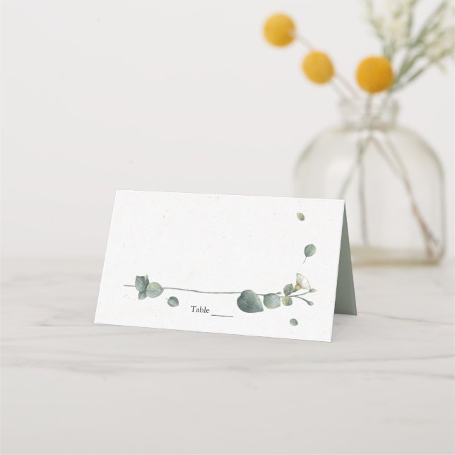 Tarjeta De Asiento Elegante Eucalipto Agua Botánica (Anverso)