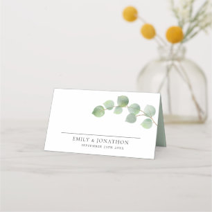 Tarjeta De Asiento Elegante Eucalipto Moderno Nombres Boda de fecha