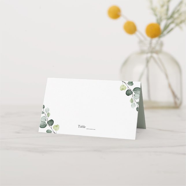 Tarjeta De Asiento Elegante Eucalyptus Botanical Watercolor Place Car (Anverso)