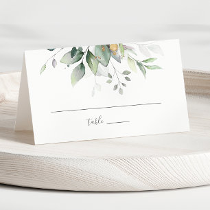 Tarjeta De Asiento Elegante Eucalyptus deja Boda de oro de la vegetac
